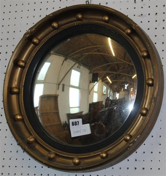 Gilt convex wall mirror(-)